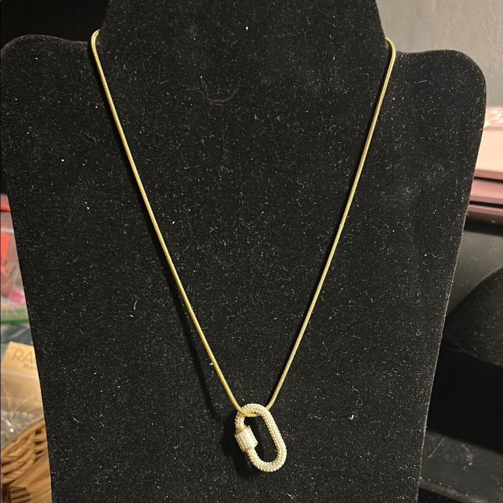 Elegant Gold Necklace with Silver‎ Pendant